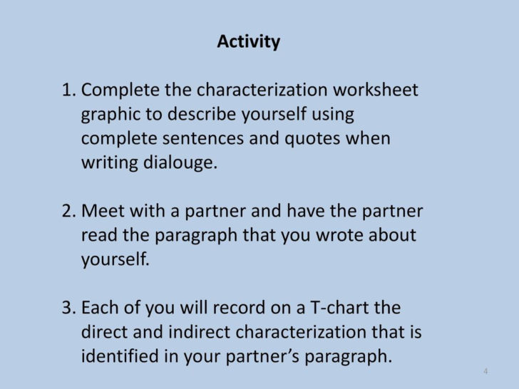 Direct And Indirect Characterization Worksheet