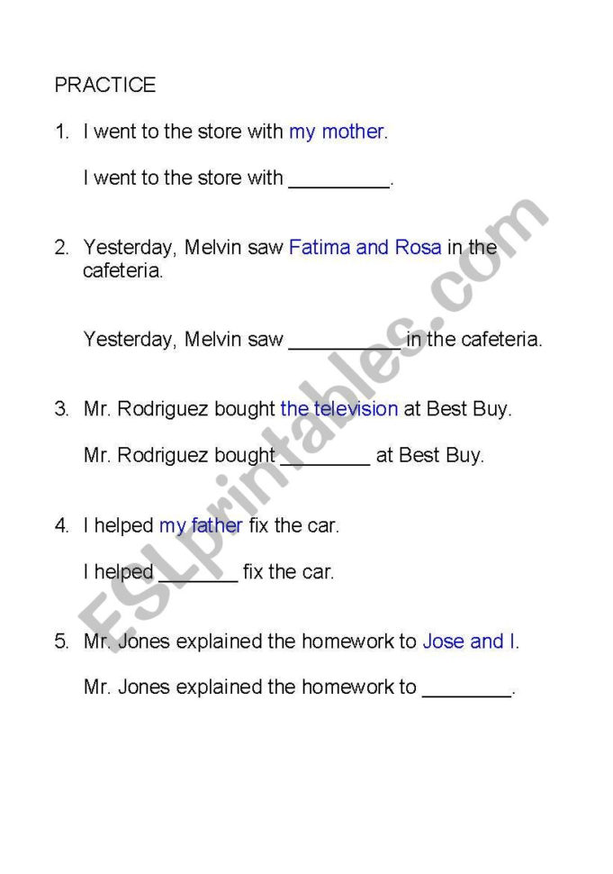 Direct And Indirect Object Pronouns Notes And Followup Exercises