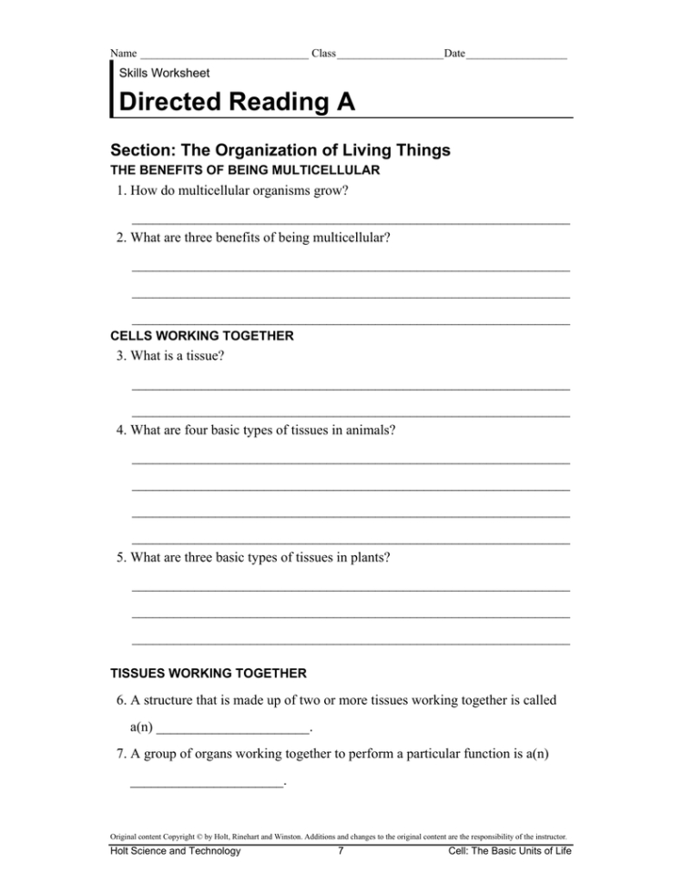 Directed Reading A