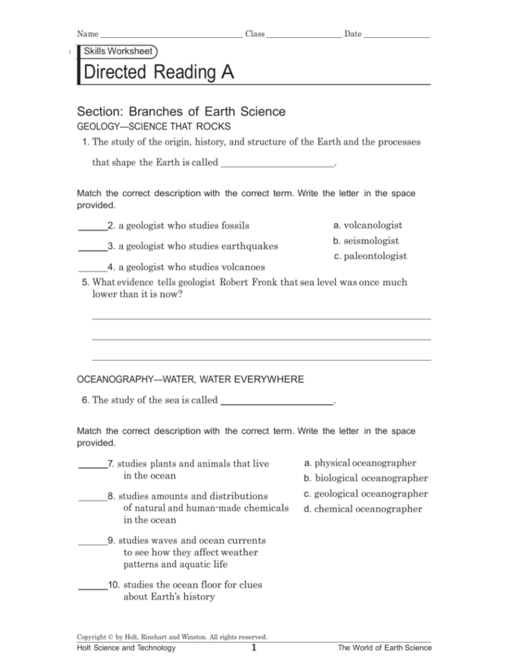 Directed Reading A