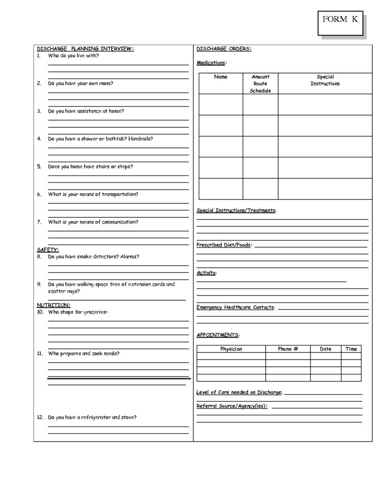 Discharge Planning Mental Health Worksheet  Yooob