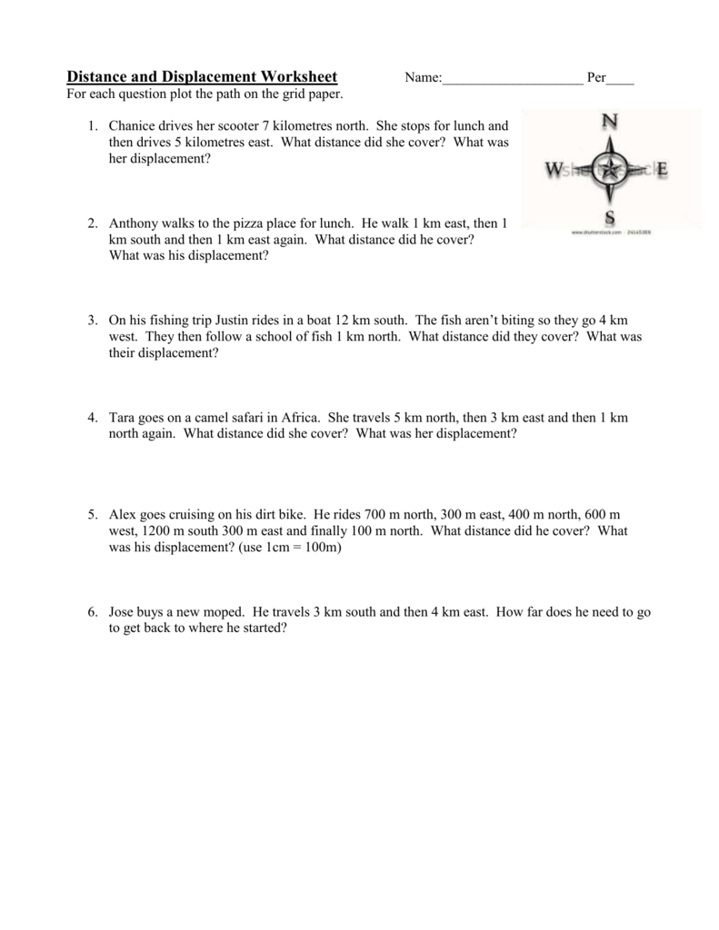 Distance And Displacement Worksheet Answers Db excel