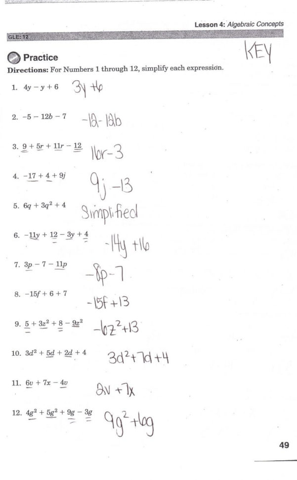 Distributive Property And Combining Like Terms Worksheet Algebra 1