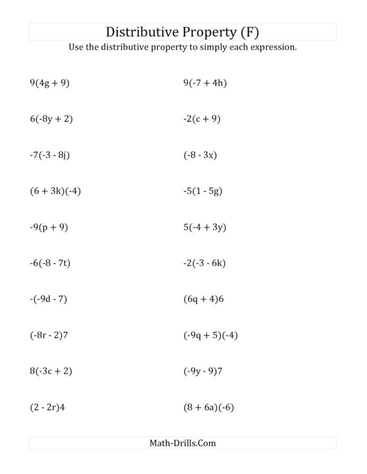 Distributive Property Equations Worksheets Math Algebraic