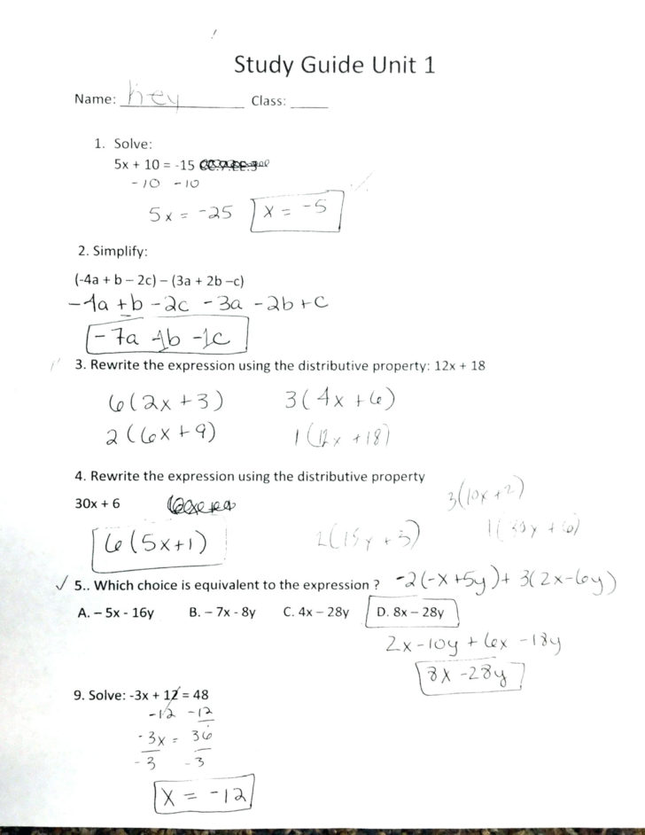 Factoring Using The Distributive Property Worksheet Answers