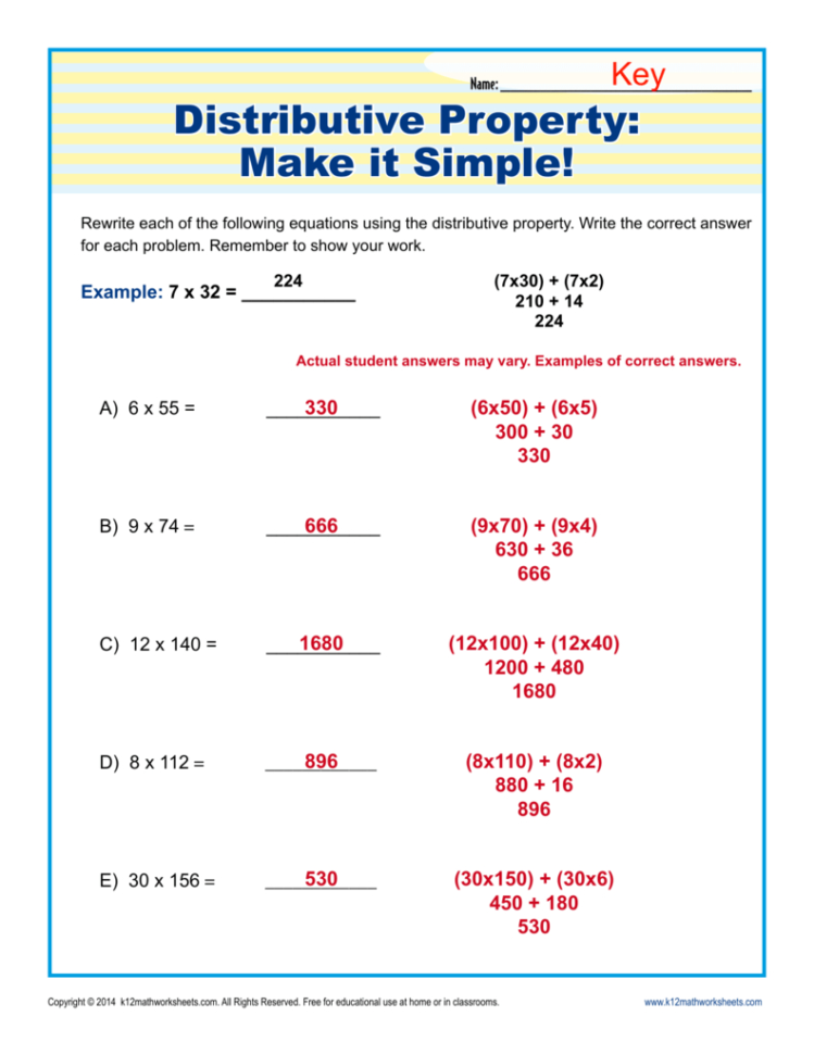 Distributive Property Make It Simple  3Rd Grade Math