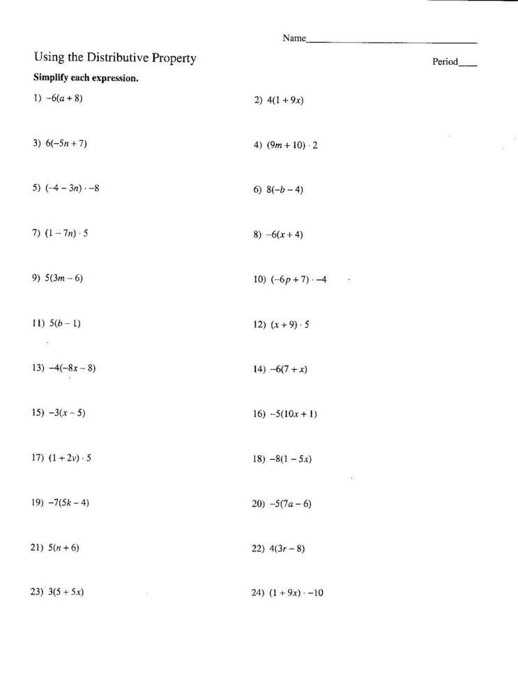 Distributive Property Practice Worksheet Distributive Property Practice Worksheet