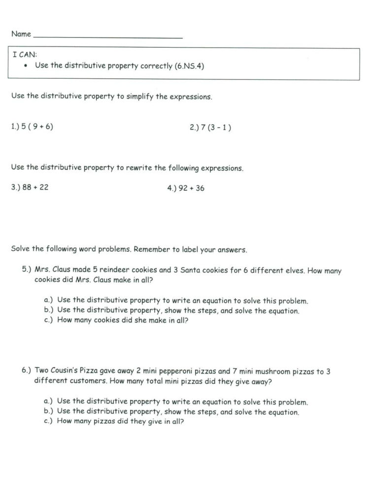 Distributive Property Problems Math The Distributive