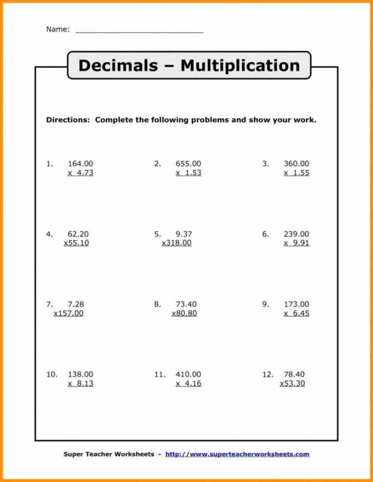 Math Decimal Worksheets