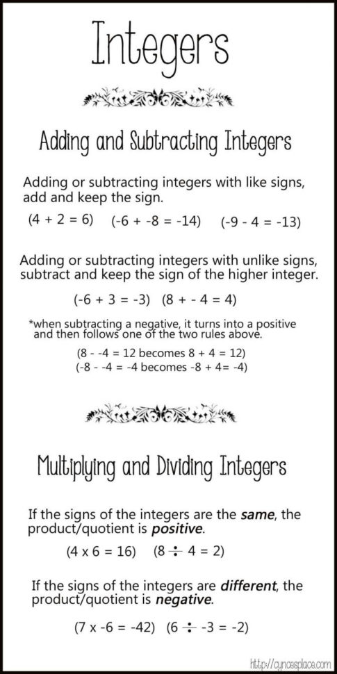 Dividing Integers Mixture Range 9 To A 8Th Grade Practice