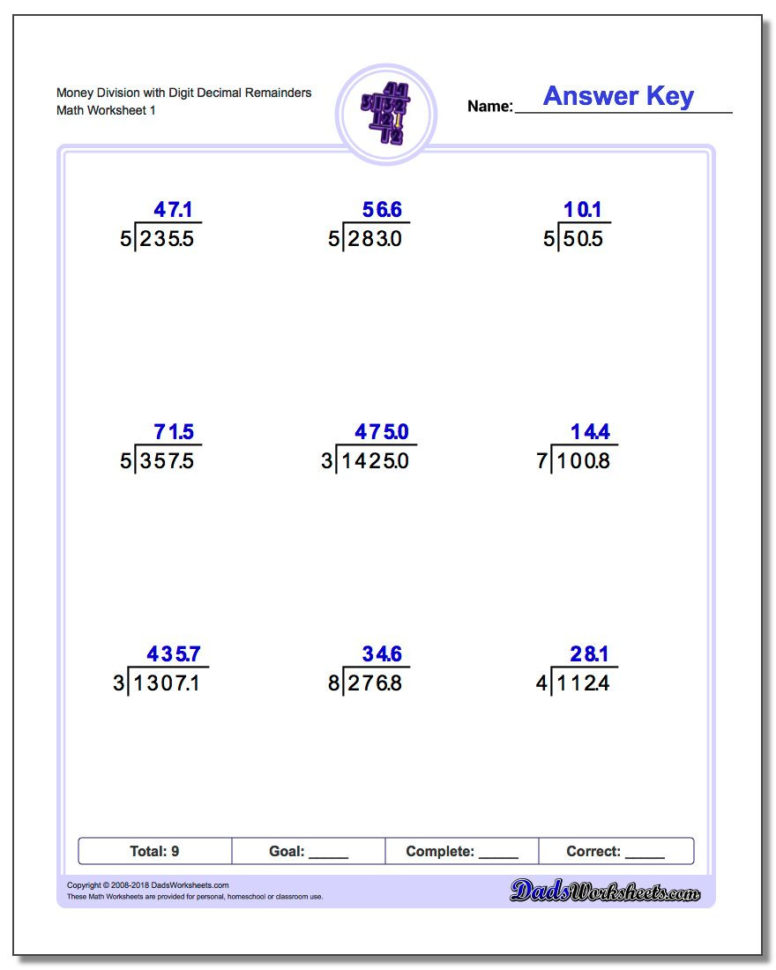 Division With Decimal Results