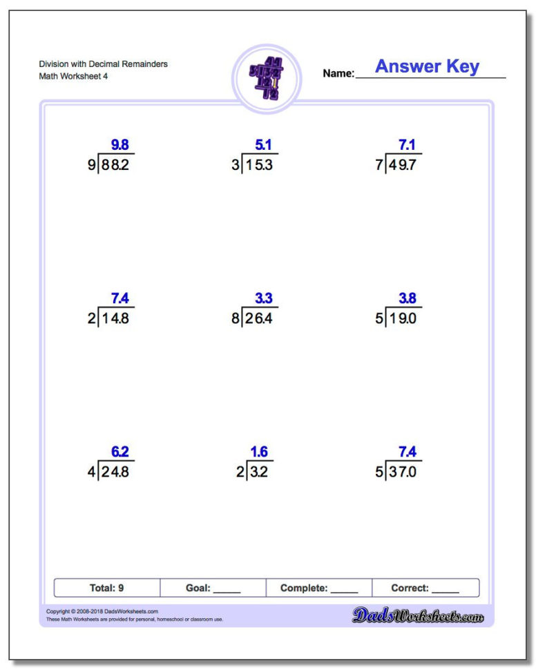 Division With Decimal Results