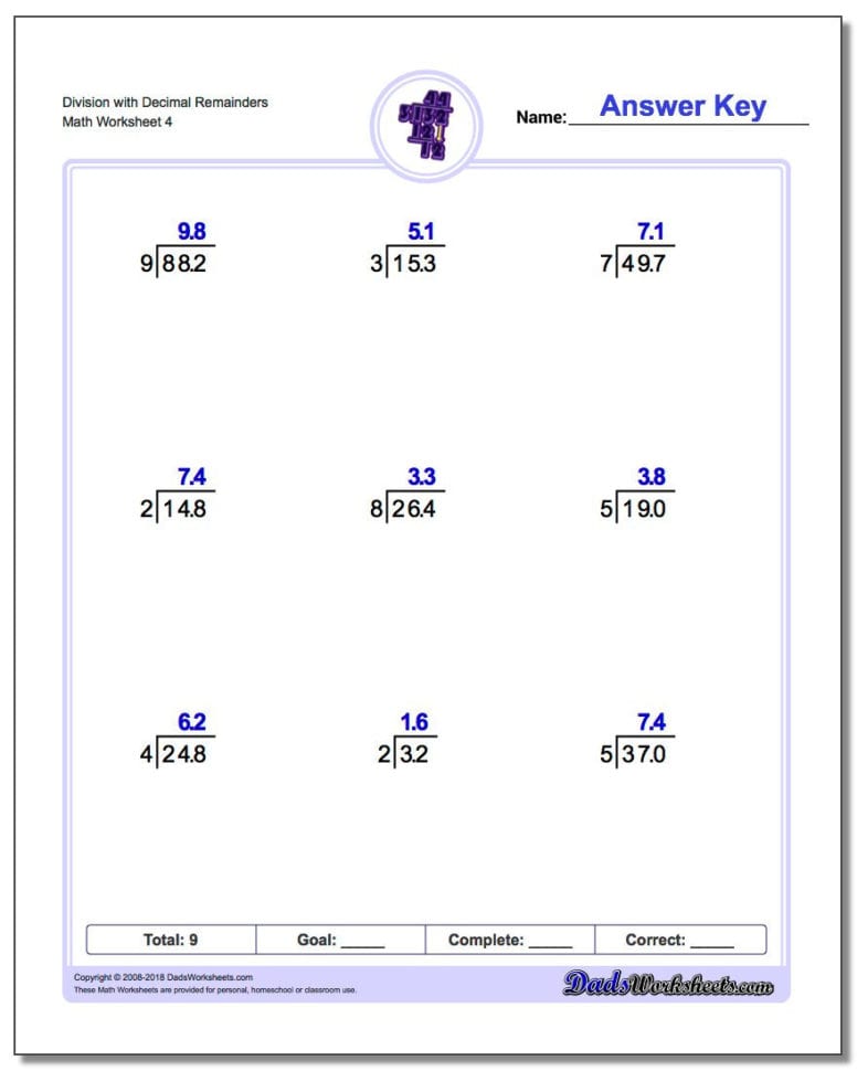 Division With Decimal Results