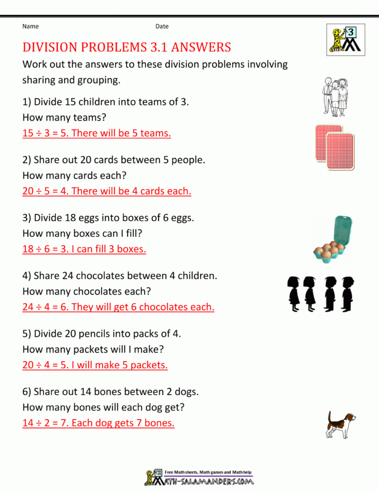 Division Worksheets Grade 3