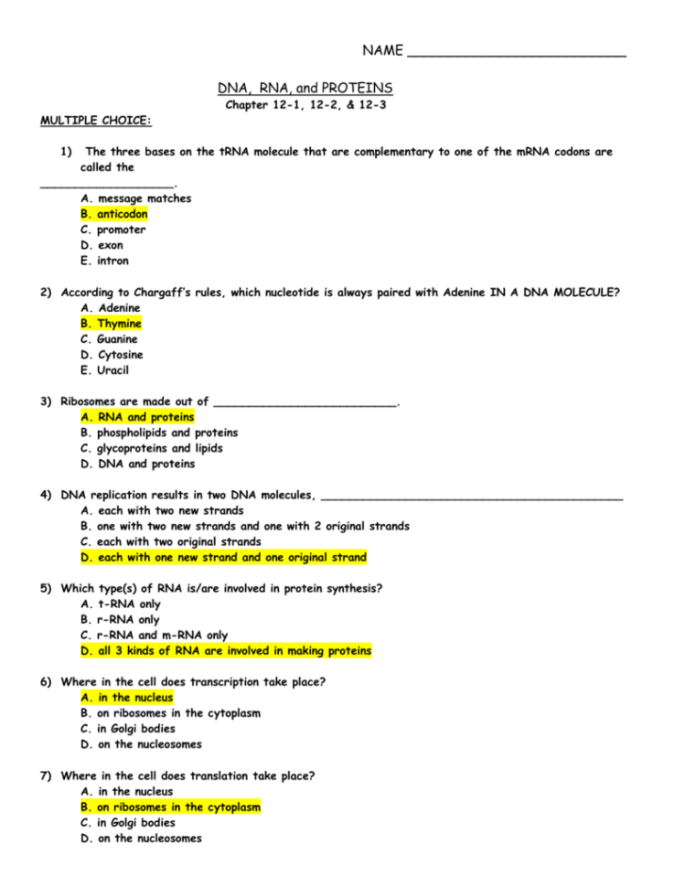 Dna 12 123 Questions Answer Key