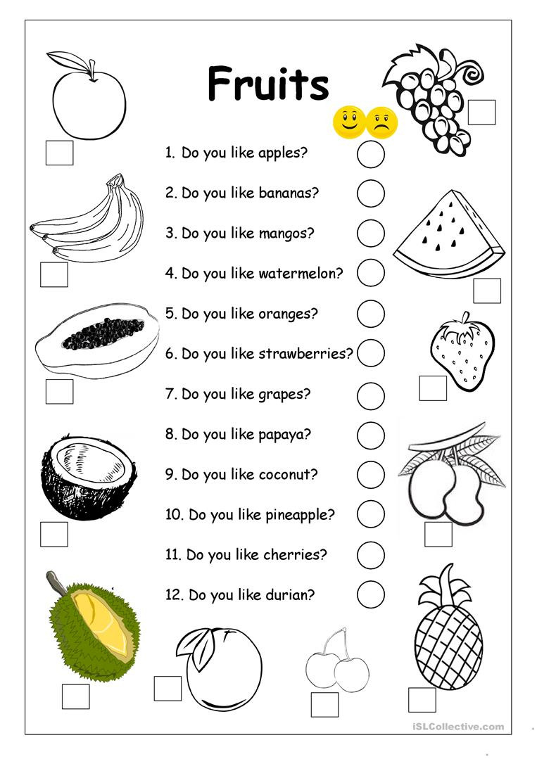 Do You Like Apples  Fruits Worksheet  English Esl Worksheets