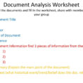 Document Analysis Worksheet Read The Documents And Fill In