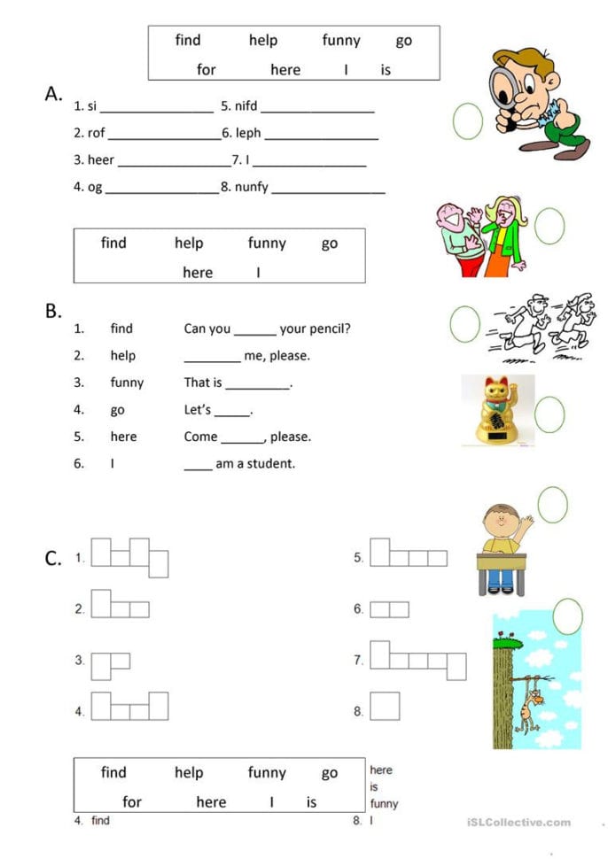 Dolch  Preprimer Sight Words 2  English Esl Worksheets