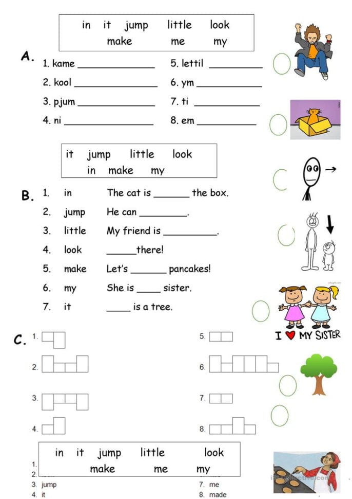 Dolch  Preprimer Sight Words 3  English Esl Worksheets