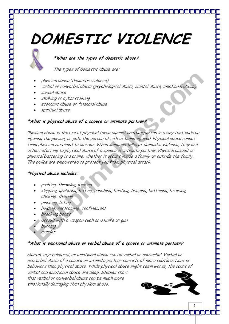 Domestic Violence Worksheets — db-excel.com