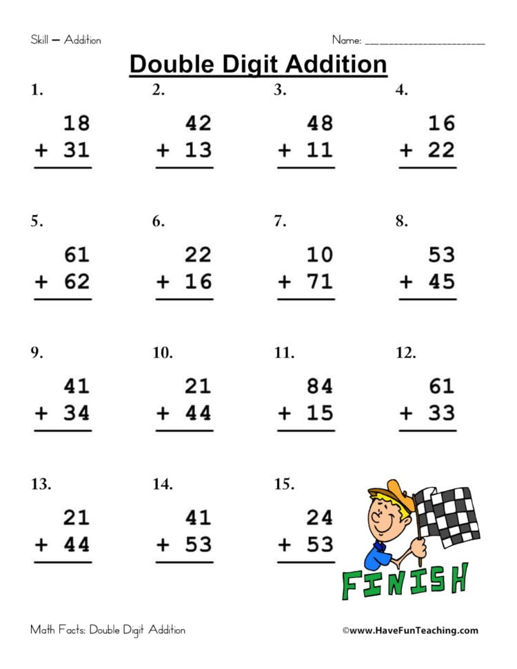 Double Digit Addition Worksheet Pack  Have Fun Teaching