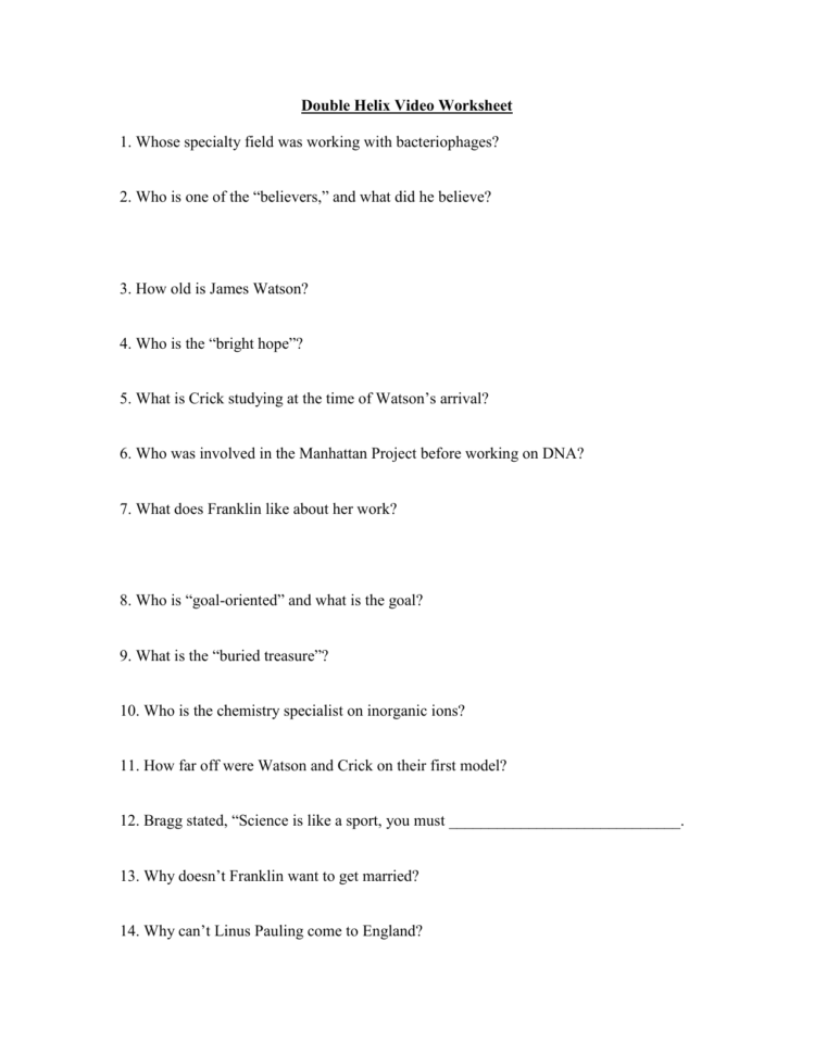 Double Helix Video Worksheet