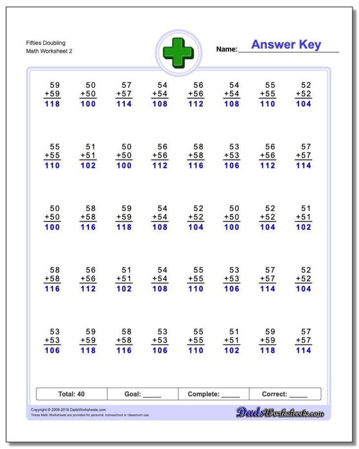 Adding Doubles Worksheets