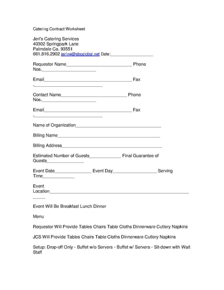 Download Catering Contract Style 50  For Free At