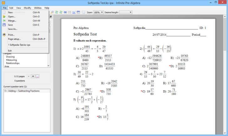 Pre Algebra Worksheets