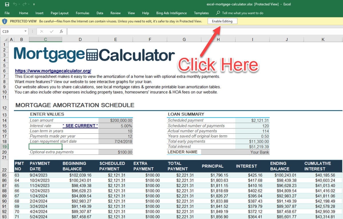 free excel financial calculators