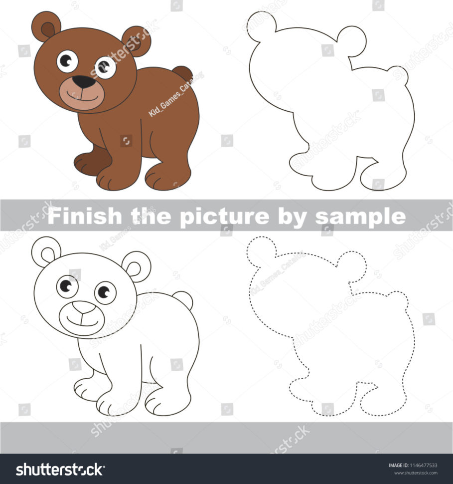 Drawing Worksheet Preschool Kids Easy Gaming Stock Vector