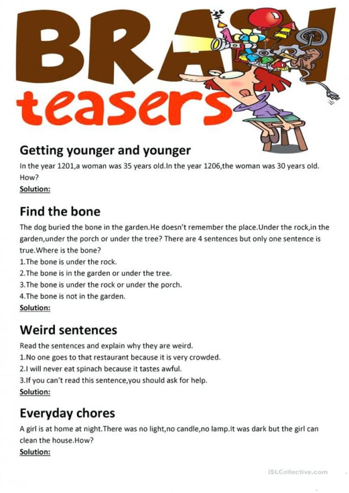Dreaded Printable Word Brain Teasers Worksheets