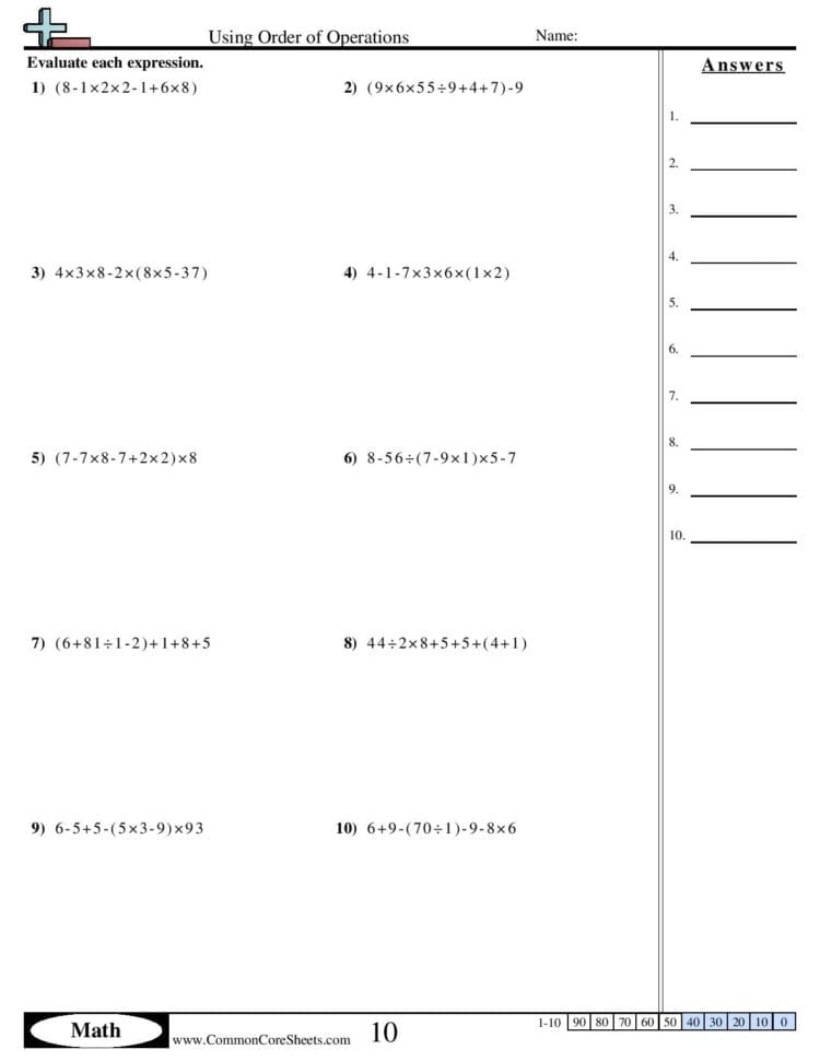✅ Order Of Operations Worksheets  You Calendars