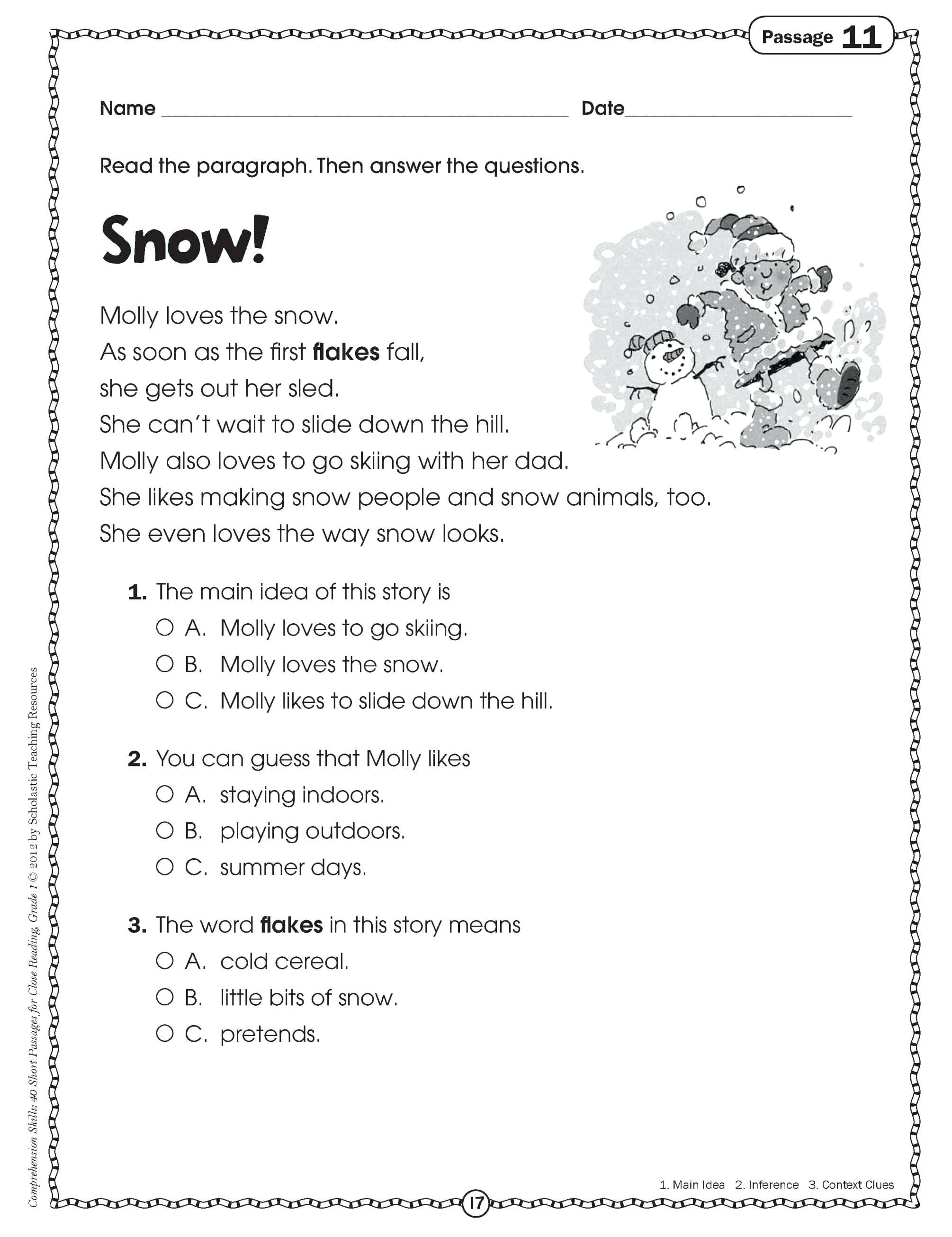 Early Reading Comprehension Worksheets – Giftedpaperco