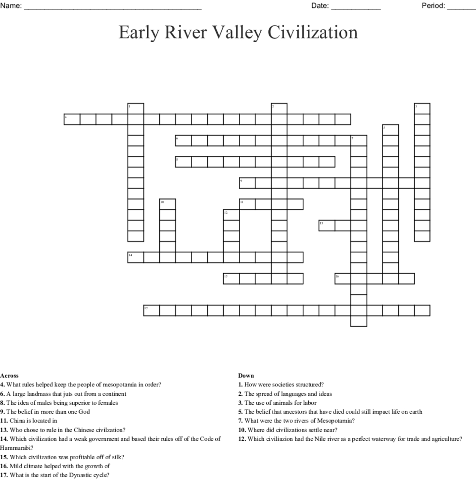 Early River Valley Civilizations Word Search  Word
