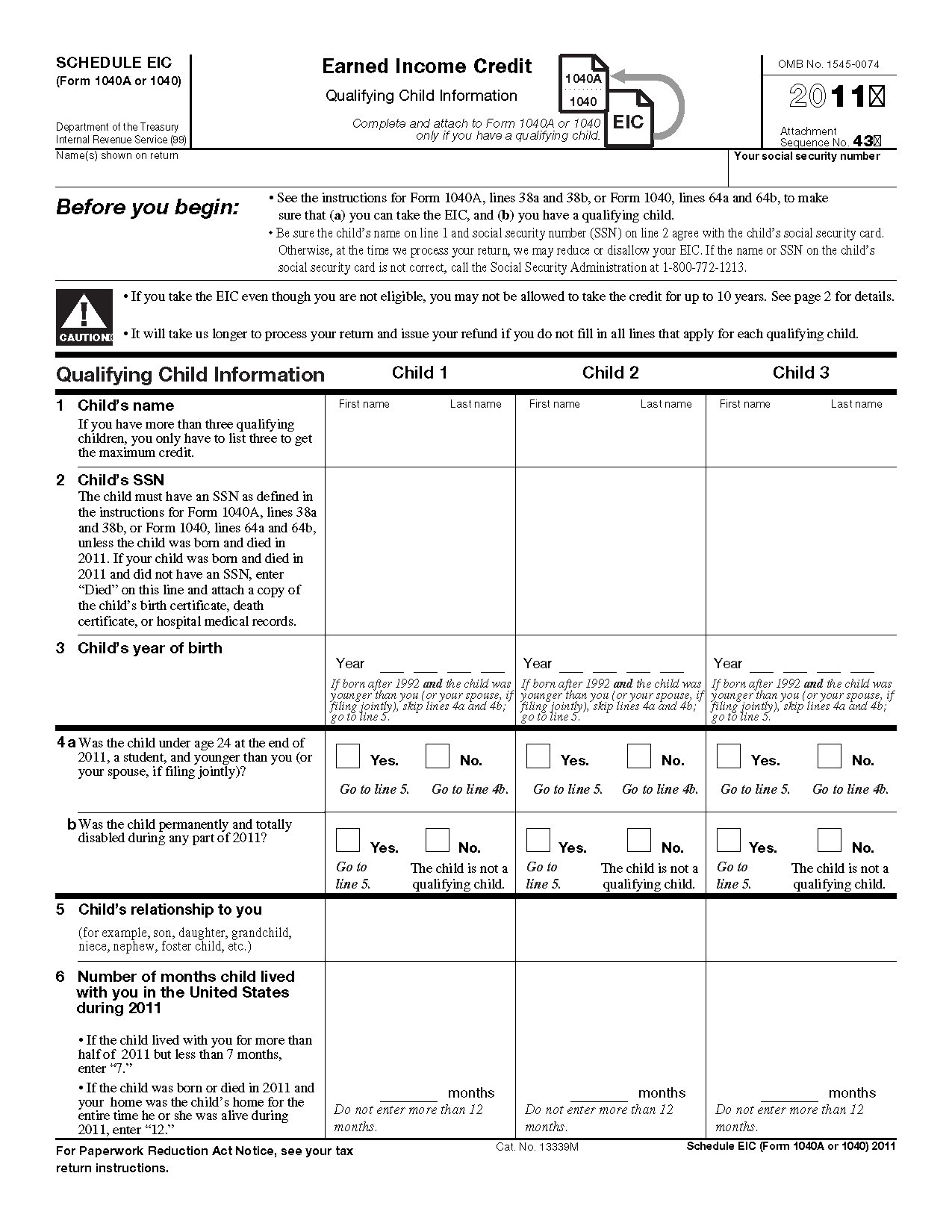 Printable Schedule Eic Form Printable Forms Free Online