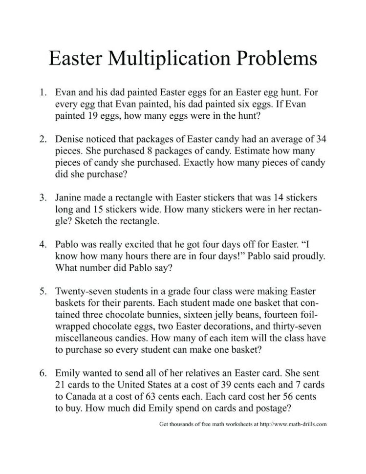 Easter Maths Problems Ks3 With Multiplication Worksheets