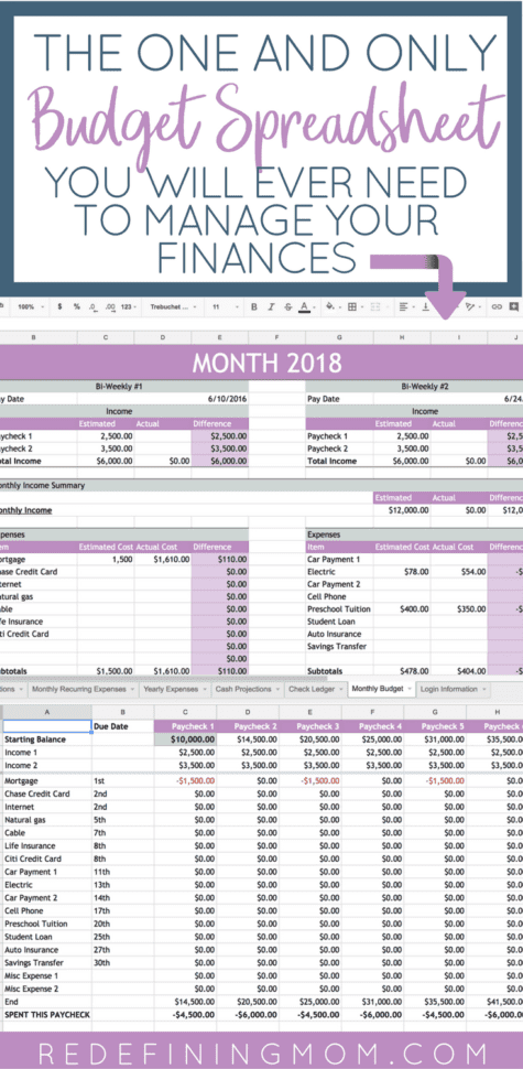 Easy Family Budget Spreadsheet