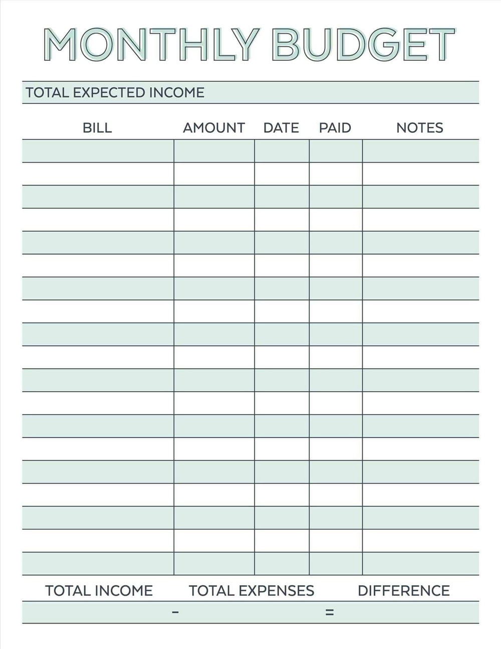 Easy Household Budget Worksheet Family Personal Spreadsheet