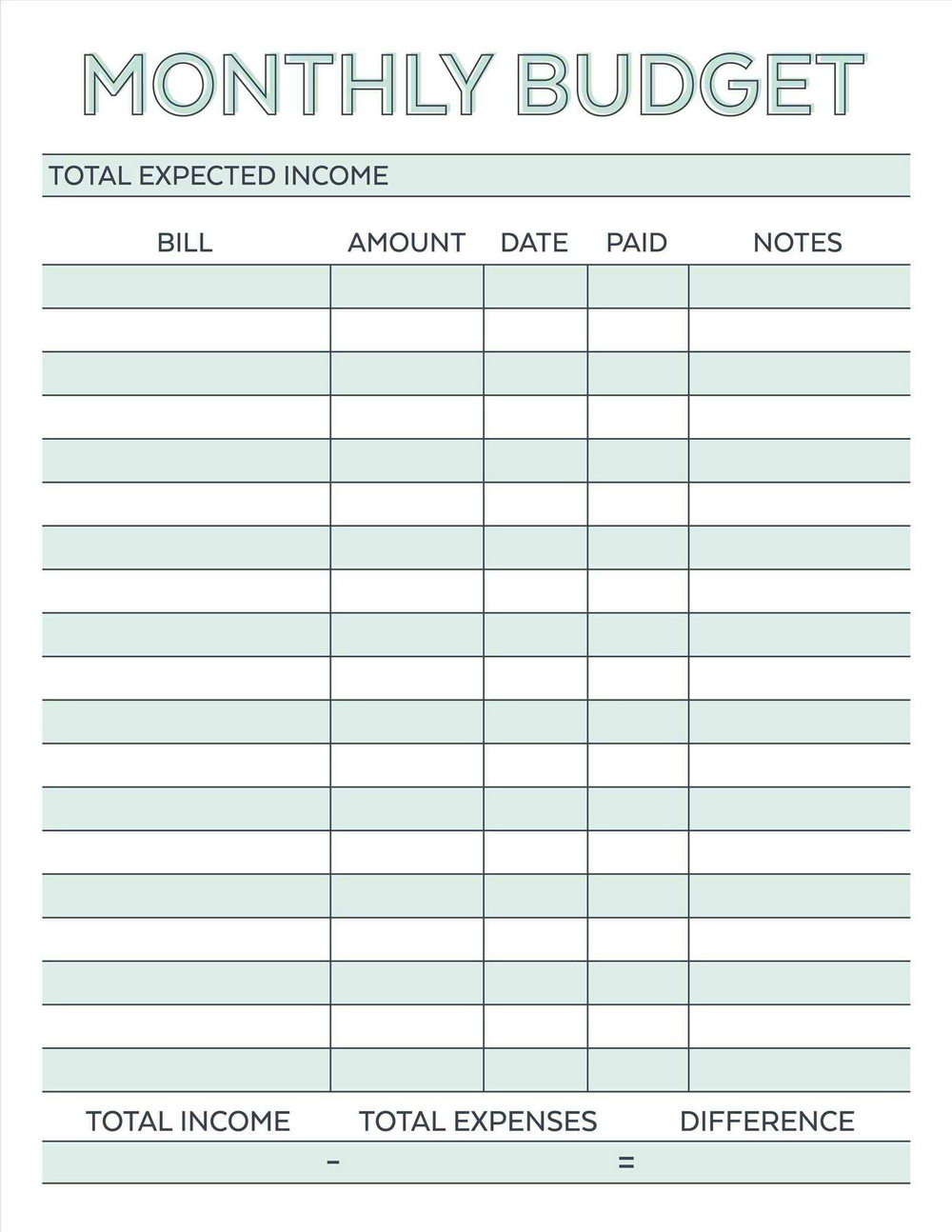 simple budget worksheet