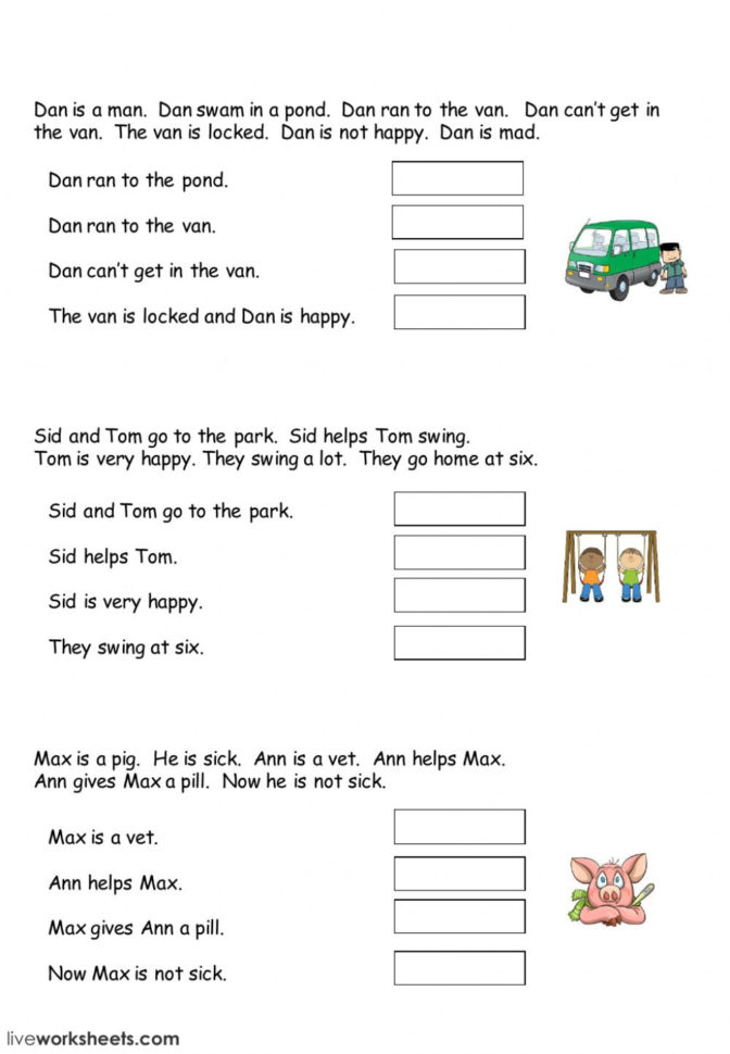 Easy Reading Comprehension  Interactive Worksheet