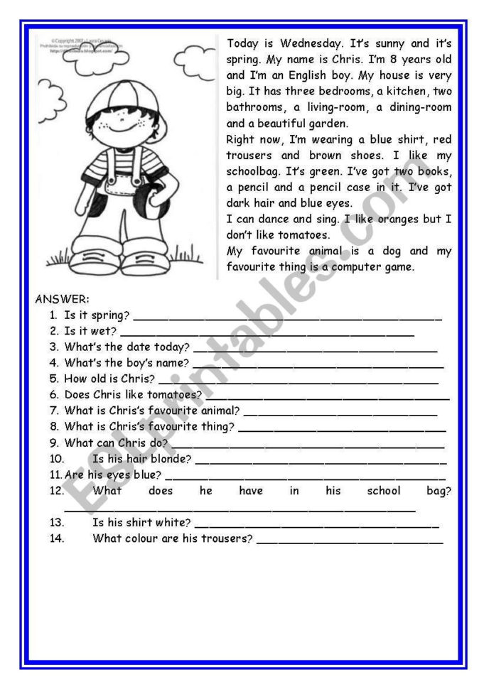 Easy Reading  Esl Worksheetingrid10