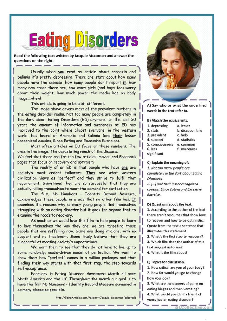 Eating Disorder Worksheets