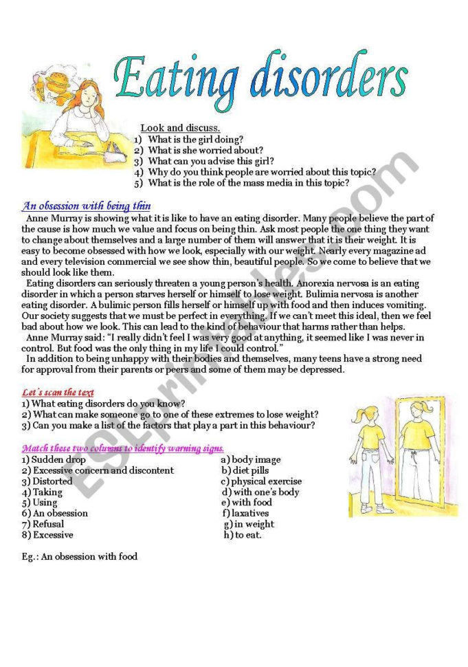 Eating Disorders  Esl Worksheetagusjavier