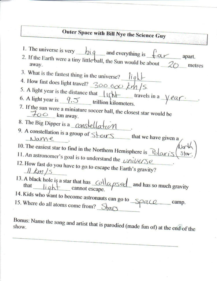 Eclipse Worksheet Answer Key