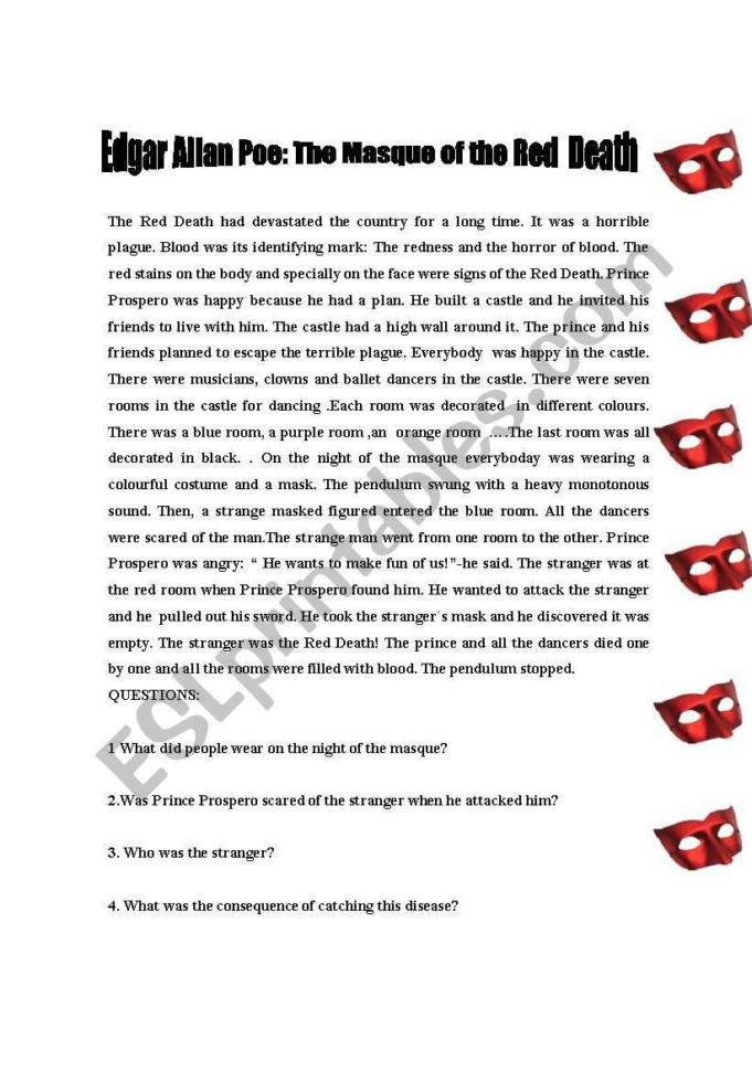 Edgar Allan Poe The Masque Of The Red Death And Questions