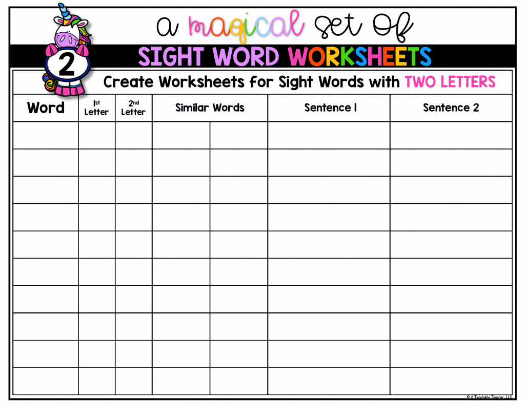 Editable Sight Word Worksheets A Teachable Teacher db excel com
