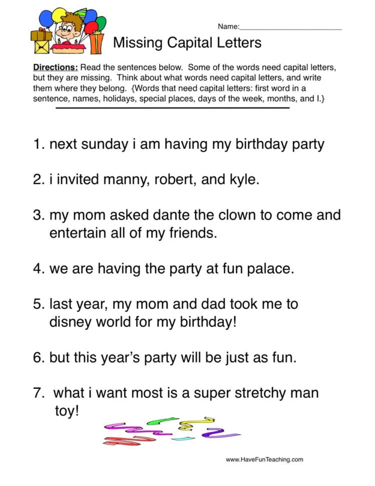 Editing Capitalization Worksheet  Have Fun Teaching