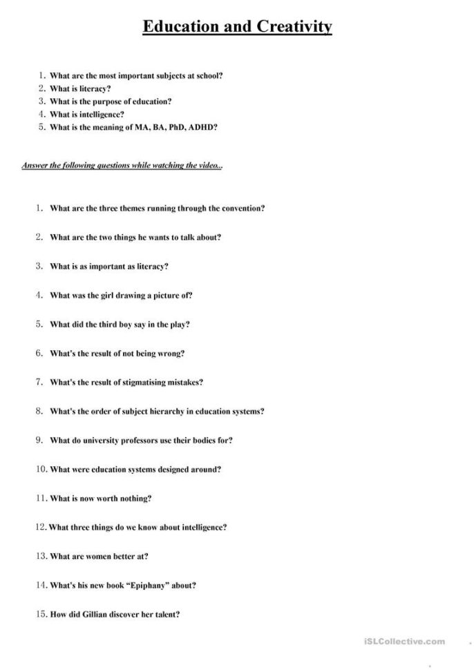 Education Kills Creativity  Sir Ken Robinson Ted Talk