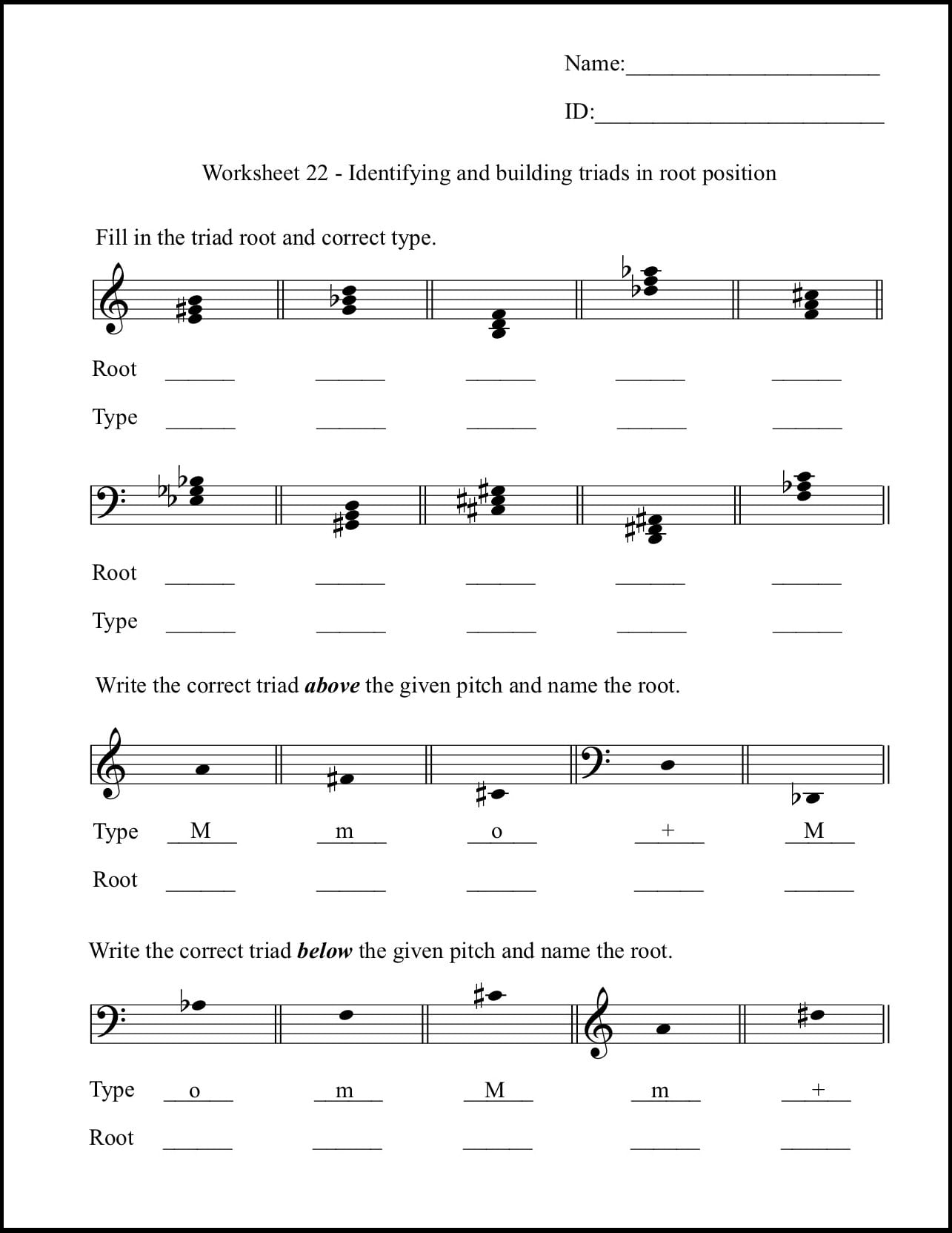 Beginner Free Printable Music Theory Worksheets